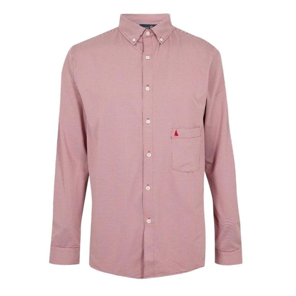 Musto Mens Effortless Checked Tailored Button-Down Shirt / Dark Pink